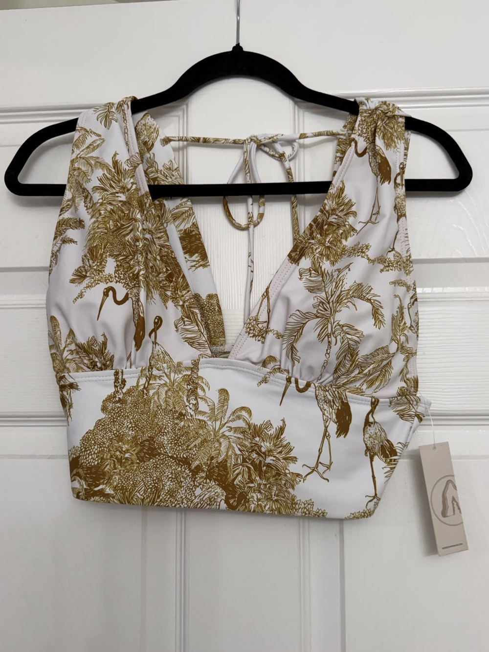 NWT Geode Swim Rio Top Toile Print Plunge Neck Tankini | Size Medium